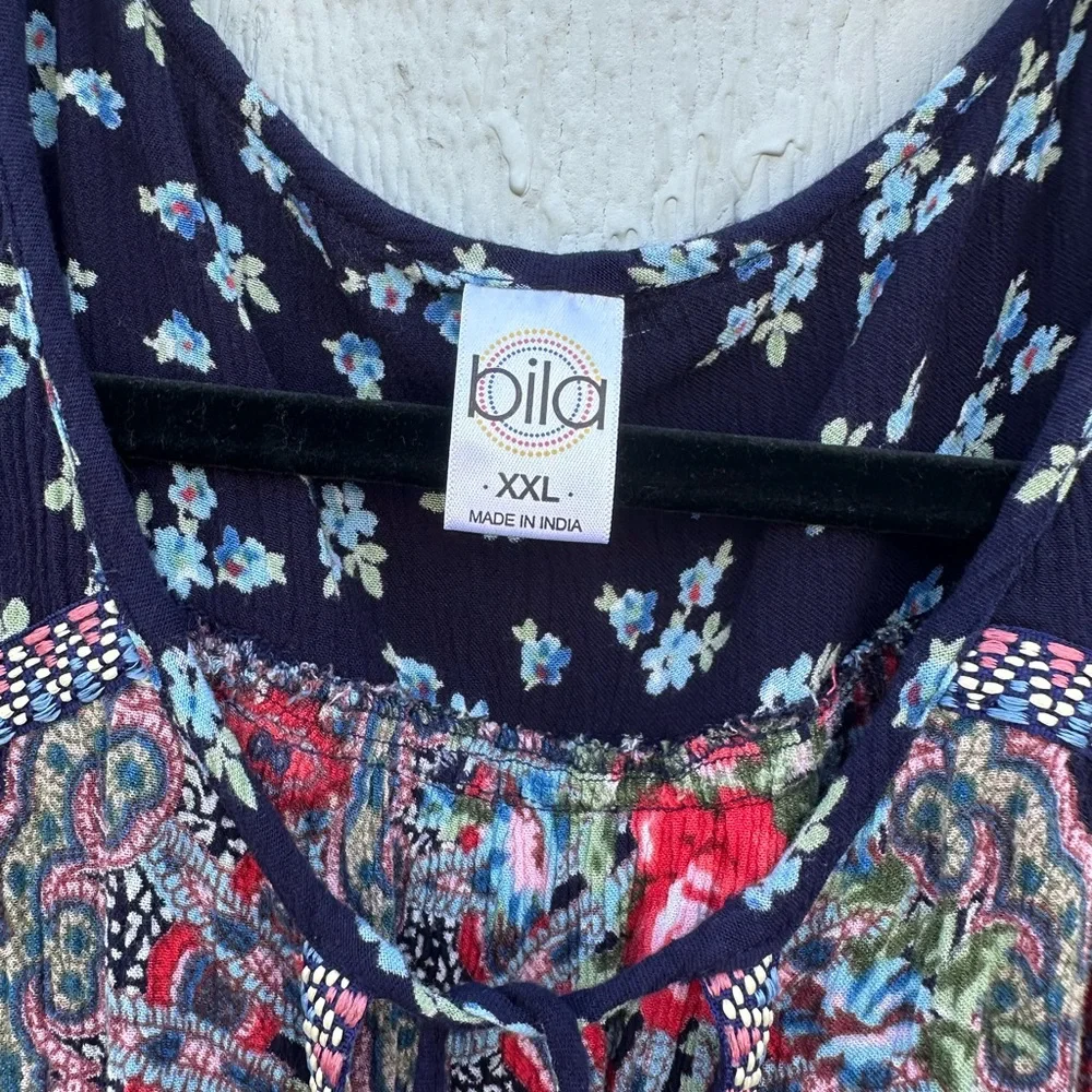 Bila Bohemian Sleeveless Embroidered Detail Top with Tie Tassles - Picture 9 of 11